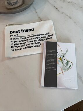“Best Friend” Canvas Pouch & Book  - Ivory with Black Text